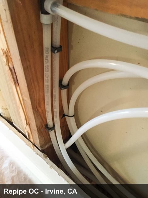 Repipe project photo - Irvine, CA home pipes before or after replacement by Repipe OC