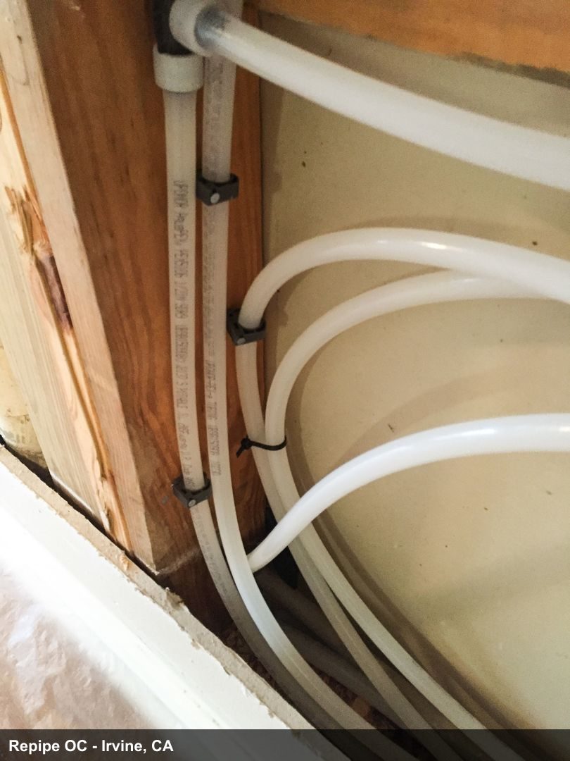Repipe project photo - Irvine, CA home pipes before or after replacement by Repipe OC